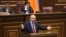 Armenian Prime Minister Nikol Pashinian during a question-and-answer session in parliament, Yerevan, November 12, 2025.