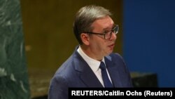 Predsednik Srbije Aleksandar Vučić na zasedanju 79. Generalne skupštine Ujedinjenih nacija. 