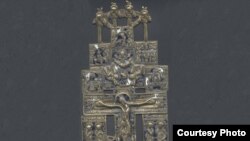 Крест с предстоящими. Медное литье. Конец XVII - середина XIX века. Из частного собрания