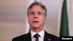 U.S. - Secretary of State Antony Blinken speaks during a press appearance with Arab League Secretary-General Ahmed Aboul Gheit at the State Department in Washington, July 19, 2023.