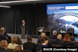 Lilian Carp, la conferința „De la cerințe strategice la capacitate industrială”, organizată la Chișinău de IEACR, WatchDog.MD și Aspen Institute România, 7 octombrie 2026.