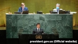 Зеленський під час виступу на дебатах Генеральної асамблеї ООН