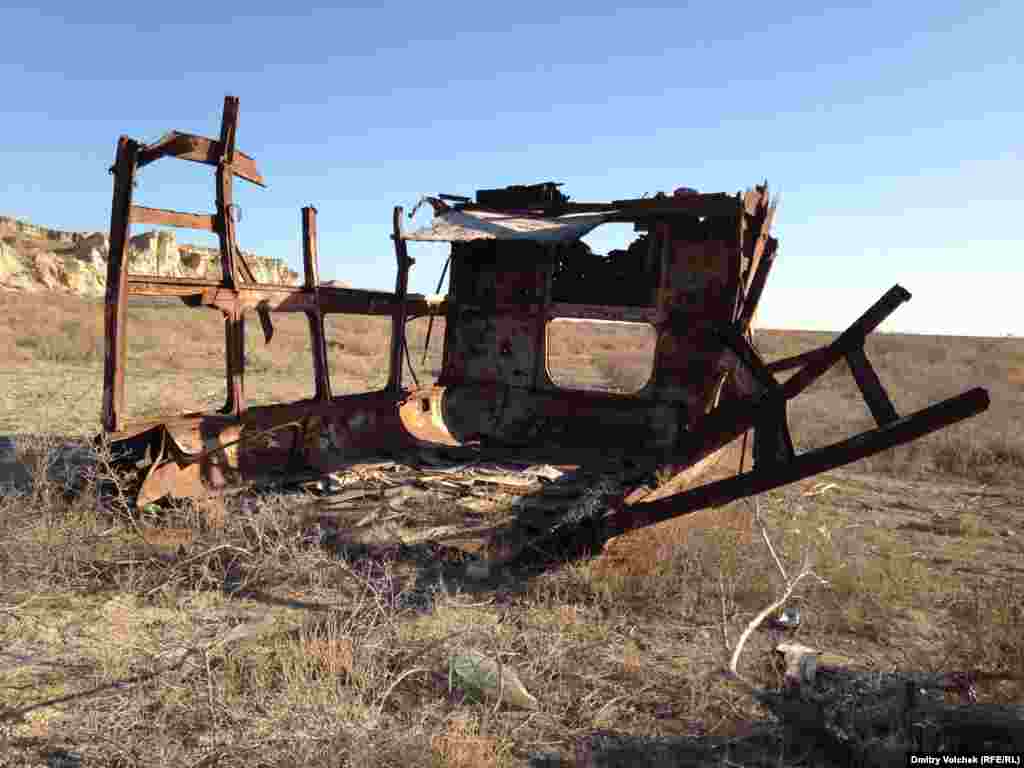 Rusted wreckage lies&nbsp;at what was once the bottom of the Aral Sea.&nbsp; 