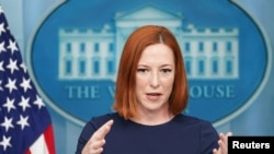 White House spokeswoman Jen Psaki holds a press briefing at the White House in Washington on February 23. 