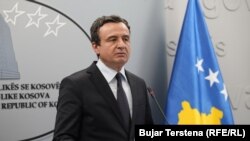 Kryeministri Kurti gjatë konferencës për media.