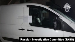 A photo from Russia's Investigative Committee shows a van in which the suspect, who allegedly killed the Russian oligarch, escaped in.