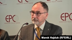 Пекка Товері під час дискусії в Центрі європейської політики про порушення прав людини Криму. Брюссель, Бельгія, 17 березня 2026 року