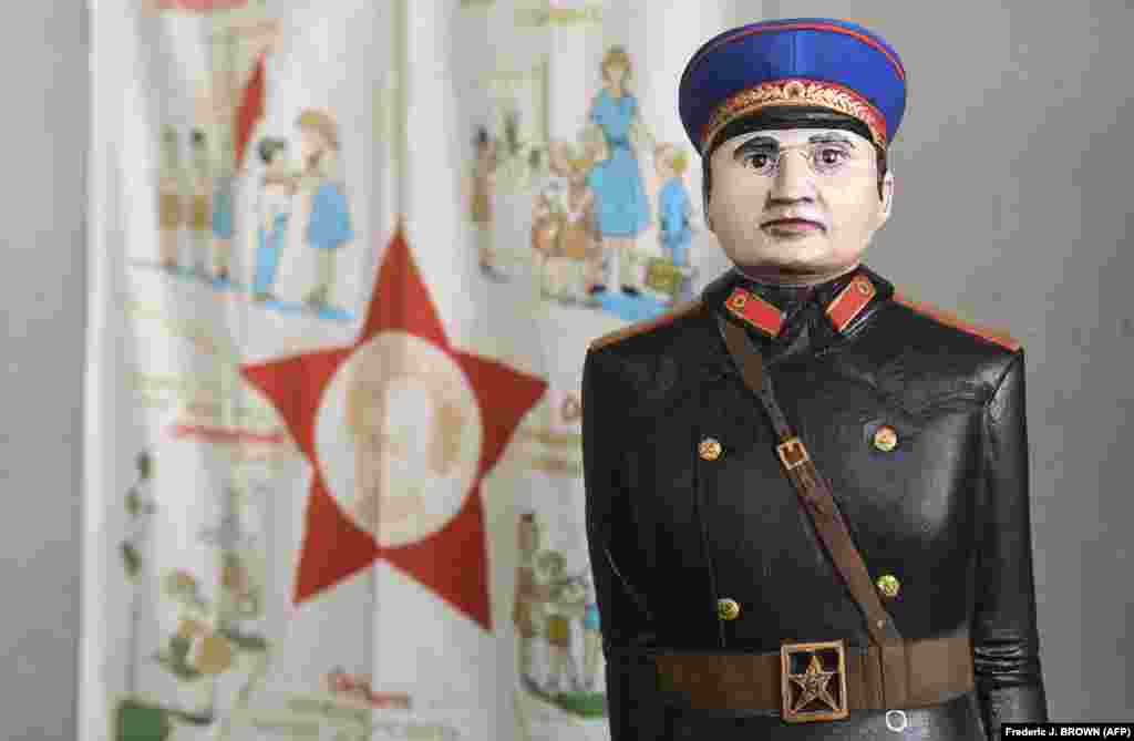 A sculpture of Lavrenty Beria, the chief of the NKVD secret police under dictator Josef Stalin. Beria was an architect of mass killings and the organizer of the gulag prison labor camps.