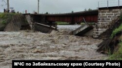 Рухнувший ж/д мост в Сретенском районе Забайкалья, 23 июля 2021 года