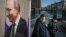Russians walk near a large photograph of Russian President Vladimir Putin in the center of Moscow.