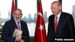 U.S. - Turkish President Recep Tayyip Erdogan and Armenian Prime Minister Nikol Pashinian meet in New York, September 24, 2024.