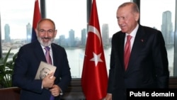 U.S. - Turkish President Recep Tayyip Erdogan and Armenian Prime Minister Nikol Pashinian meet in New York, September 24, 2024. (Photo by the Turkish Presidency)