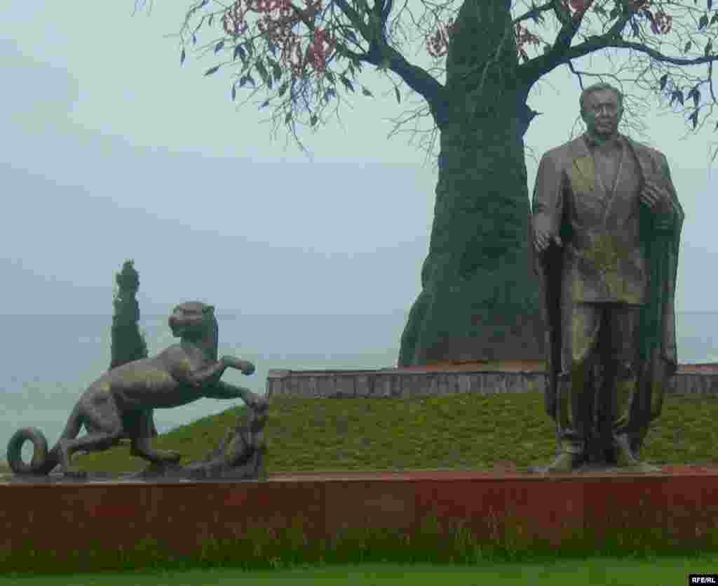 And his personality cult is enshrined in a statue -- one of many throughout Kazakhstan --on the shore of lake Issyk-Kul.