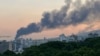 Smoke billows from an explosion at the Islamic Republic of Iran Broadcasting (IRIB) building in Tehran on June 16, 2025.