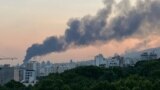 Smoke billows from an explosion at the Islamic Republic of Iran Broadcasting (IRIB) building in Tehran on June 16, 2025.