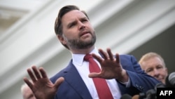 U.S. Vice President JD Vance speaks during a press conference outside the White House on October 30, 2025.