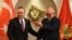 MONTENEGRO -- Montenegrin Foreign Minister Srdjan Darmanovic (R) and Turkish Foreign Minister Mevlut Cavusoglu attend a joint press conference following their meeting in Podgorica, February 11, 2020