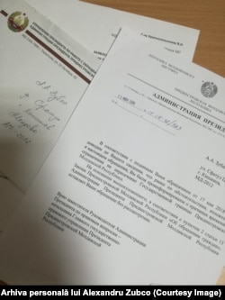 Răspunsul așa-zisei administrații prezidențiale de la Tiraspol, transmis lui Alexandru Zubco în 2018.