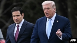 US President Donald Trump and Secretary of State Marco Rubio (file photo). Rubio is currently on a trip to India.