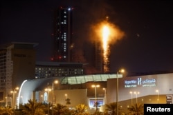 Пажар у Бахрэйне пасьля ўдару іранскага дрона