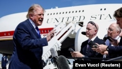 Президент США Дональд Трамп виступає перед ЗМІ на базі Ендрюс, штат Меріленд, 9 вересня 2026 року