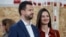Jakov Milatovic and his wife, Milena, at a polling station during the first round of the presidential election in Podgorica on March 19.
