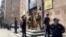 Armenia - Law-enforcement officers guard the entrance to the Anti-Corruption Committee headquarters in Yerevan, August 25, 2026.