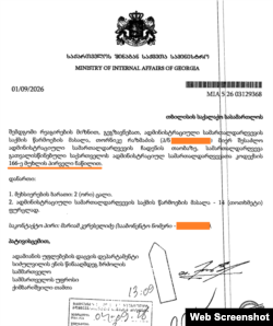შსს-ს მიერ სასამართლოში წარდგენილი დოკუმენტი