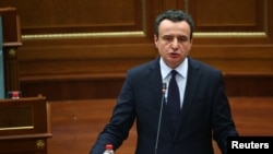 Kryeministri i Kosovës, Albin Kurti, duke folur në Kuvend.
