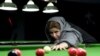 Iran -- Iranian women's snooker champion Akram Mohammadi Amini, 26, plays a shot during a practice session in Karaj, northwest of Tehran, December 8, 2015