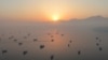 Vessels in the Strait of Hormuz as seen from Musandam, Oman, on June 15