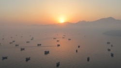 Vessels in the Strait of Hormuz as seen from Musandam, Oman, on June 15