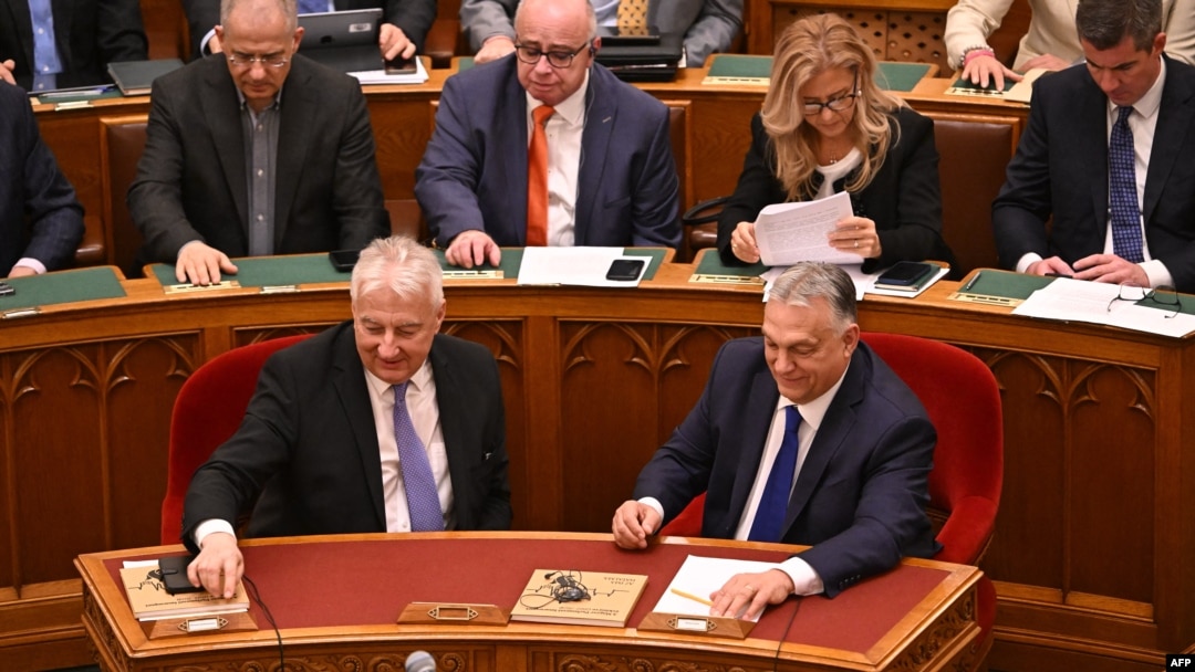 Унгарскиот премиер Виктор Орбан на седницата на Парламентот на која беше усвоен уставниот амндман за признавање на само два пола. Будимпешта, 14.04.2025