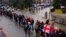 Georgian Anti-Government Protesters Form Human Chain