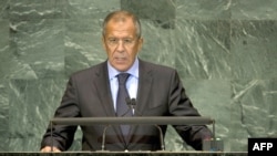 Sergei Lavrov speaks at the Millennium Development Goals summit.