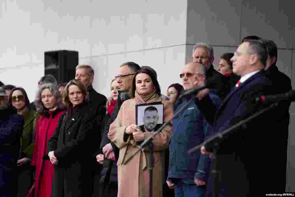 VILNIUS - The ceremony dedicated to the Day of Liberty, Independence of Belarus, the national white-red-white flag of Belarus