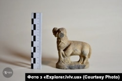 A small figurine of a lamb that was discovered in the space where Jews hid from the Nazis until 1944.