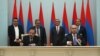 Armenia -- The ruling Republican Party and Armenian Revolutionary Federation sing a power-sharing agreement, Yerevan, 24Feb2016.