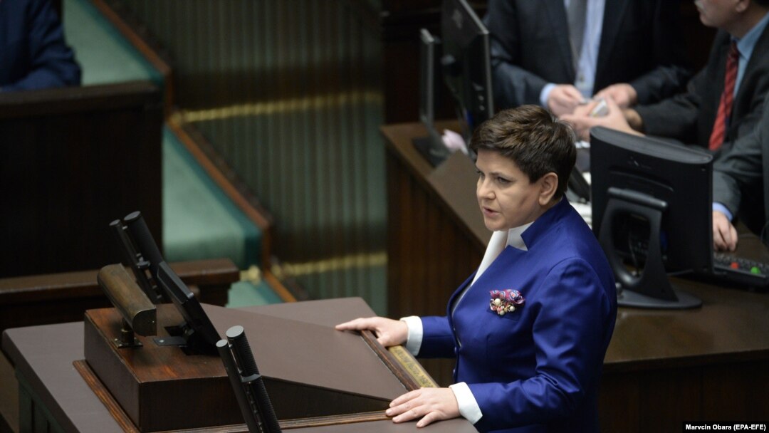 Poljska premiijerka Beata Szydlo, u Sejmu donjem domu parlamenta, u petak 8. decembra 2017.