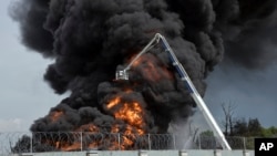 A fire at a Russian oil depot (file photo)