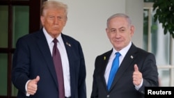 Американскиот претседател Доналд Трамп и израелскиот премиер Бенјамин Нетанјаху (архивска фотографија)