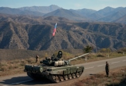 Российский танк на границе Армении, 10 ноября 2020 года