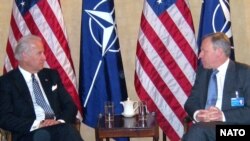 U.S. Vice President Biden (left) with NATO's Jaap de Hoop Scheffer at a recent meeting.