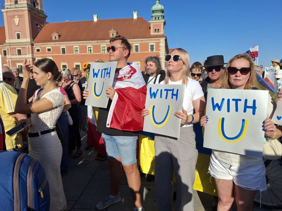 A "Don't Be Indifferent" rally against attacks on Ukrainians in Warsaw