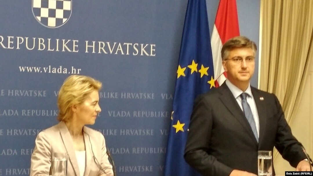 Predsjednica Evropske komisije Ursula von der Leyen sa hrvatskim premijerom Plenkovićem u Zagrebu, ilustrativna fotografija