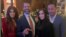Donald Trump Jr.'s (2nd left) partner, Kimberly Guilfoyle (left), posted this image on Instagram after dinner in Belgrade on September 23.