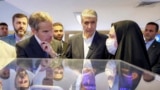 The head of the International Atomic Energy Agency, Rafael Grossi (left), visits the headquarters of Iran's Atomic Energy Organization in Tehran in April. 