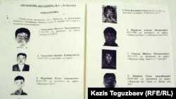 Фрагмент листовки c объявлением лиц, подозреваемых в организации массовых беспорядков в Жанаозене, 25 декабря 2011