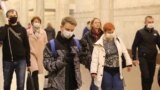 Belarus - People in masks in Minsk underground, Minsk, apr 09, 2020