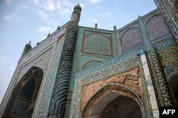 The Hazrat-e-Ali Shrine, or the Blue Mosque, sustained damage to its facade following an earthquake in Mazar-e-Sharif on November 3.